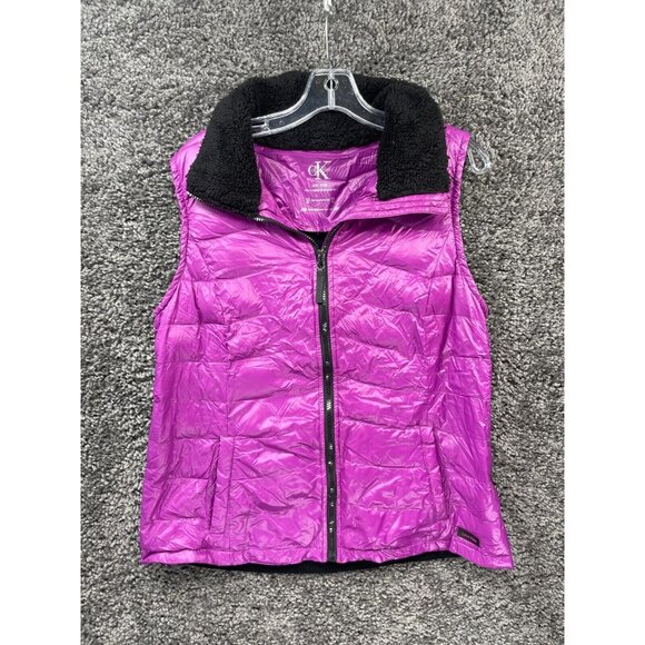 Calvin Klein Puffer Vest Women 2XL Pink Quilted MP3 Player Pocket Wind Resistant - Picture 1 of 14